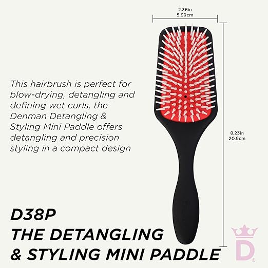 Denman D38P The Detangling & Styling Mini Paddle Brush – Original Imported